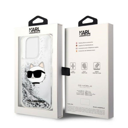 Case for Apple iPhone 14 Pro Max, Karl Lagerfeld, Glitter Choupette's Head, Silver