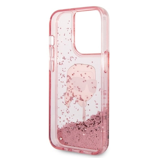 Case for Apple iPhone 14 Pro Max, Karl Lagerfeld, Glitter Karl's Head, Pink