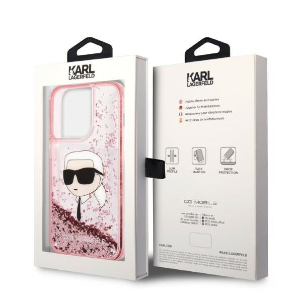 Case for Apple iPhone 14 Pro Max, Karl Lagerfeld, Glitter Karl's Head, Pink