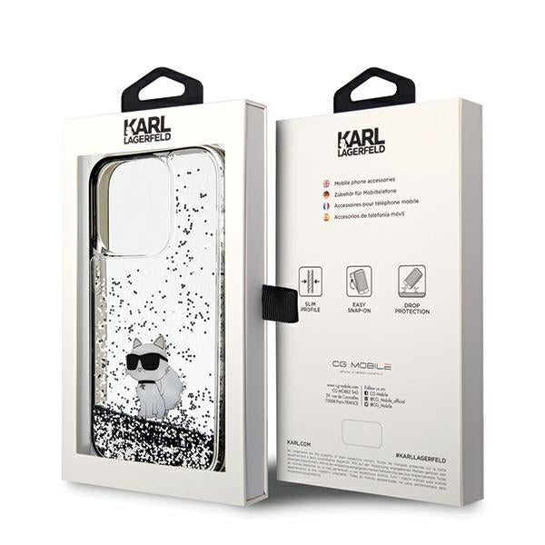 Case for Apple iPhone 14 Pro Max, Karl Lagerfeld, Liquid Glitter Choupette, Transparent