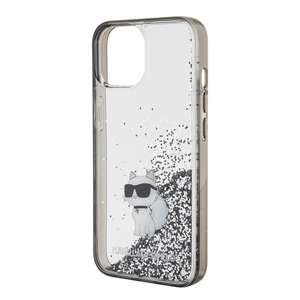 Case for Apple iPhone 15 / 14 / 13, Karl Lagerfeld, Liquid Glitter Choupette, Transparent