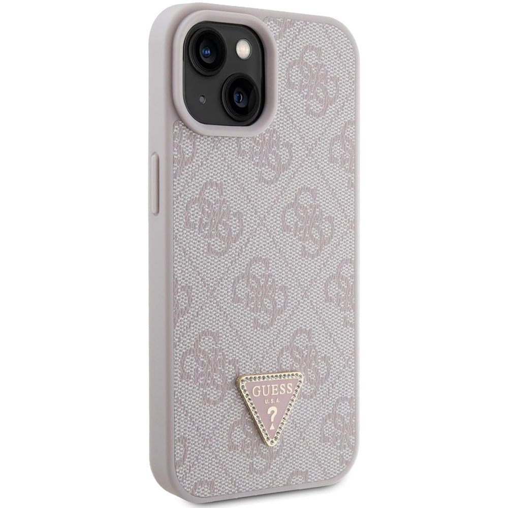 Case for Apple iPhone 15, Guess, 4G Triangle Strass, Pink