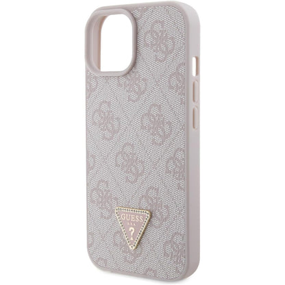 Case for Apple iPhone 15, Guess, 4G Triangle Strass, Pink