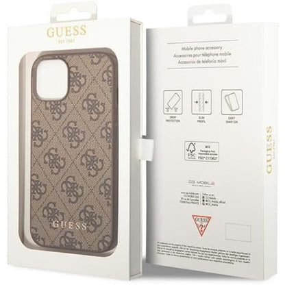 Case for Apple iPhone 15 Plus, Guess, 4G Metal Gold Logo, Brown
