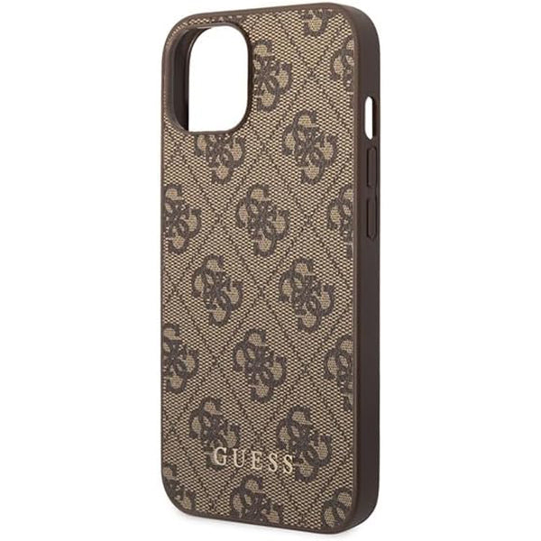 Case for Apple iPhone 15 Plus, Guess, 4G Metal Gold Logo, Brown