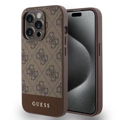 Case for Apple iPhone 15 Pro, Guess, 4G Stripe, Brown
