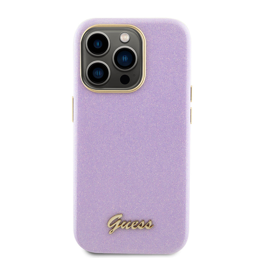 Case for Apple iPhone 15 Pro, Guess, Glitter Glossy Script, Light Purple