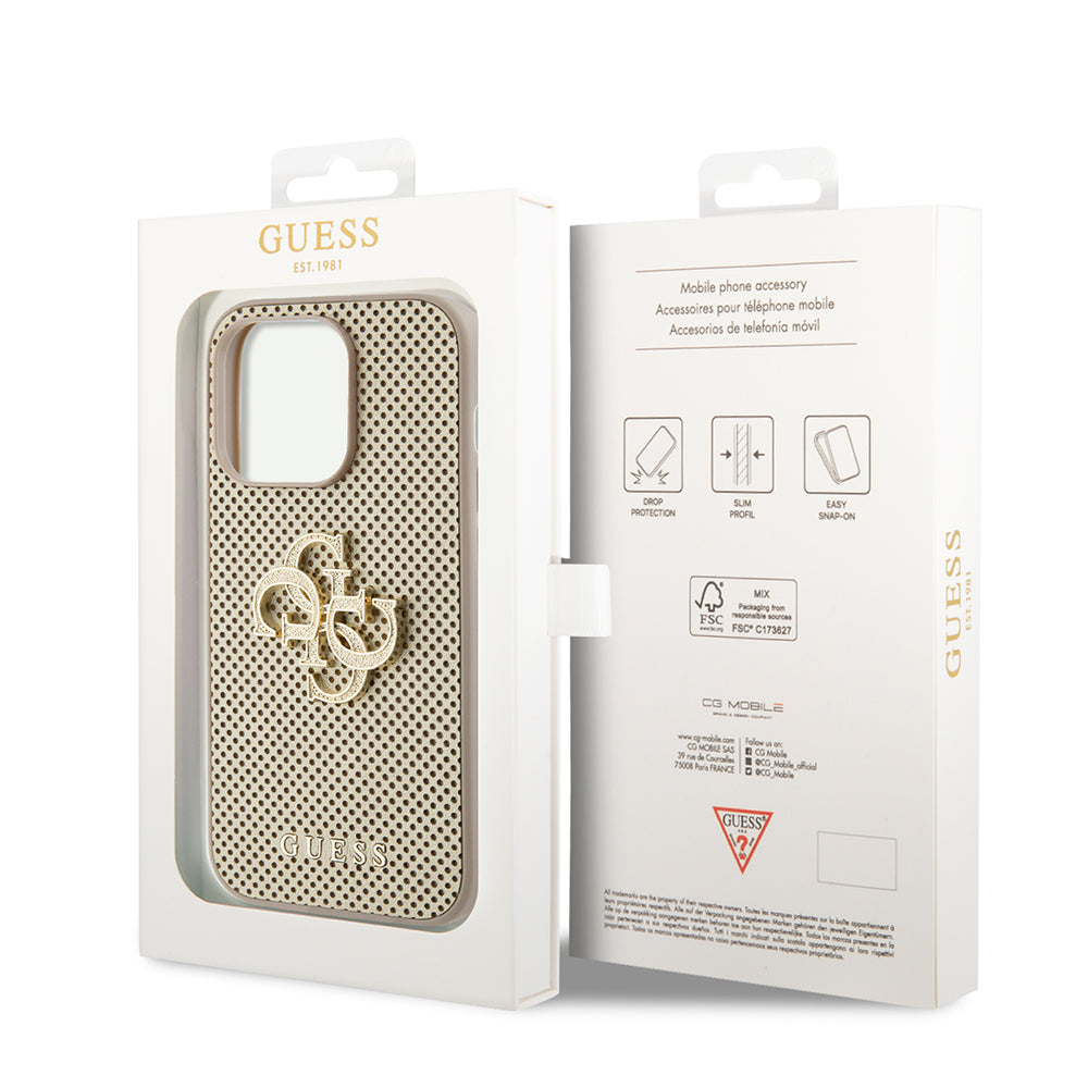 Case for Apple iPhone 15 Pro, Guess, Perforated 4G, Gold