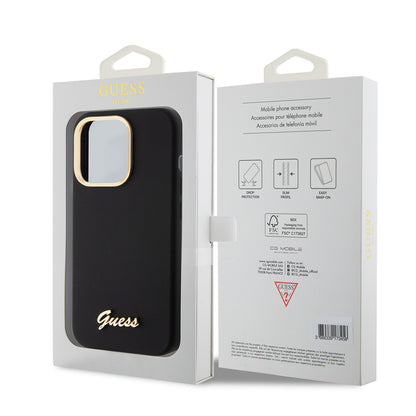 Case for Apple iPhone 15 Pro, Guess, Script Metal Logo & Frame, Black
