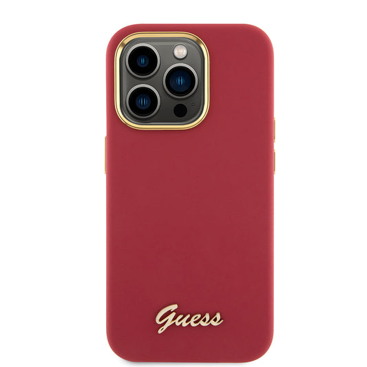 Case for Apple iPhone 15 Pro, Guess, Script Metal Logo & Frame, Pink