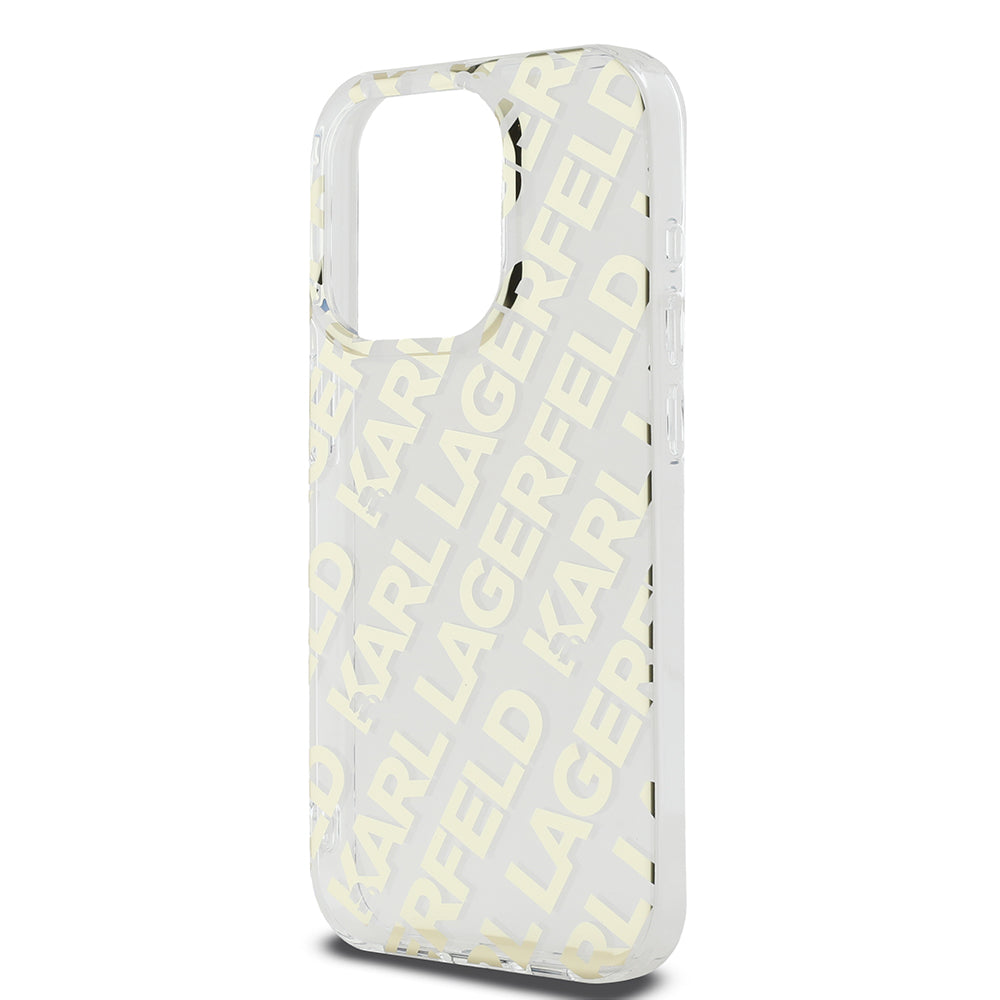 Case for Apple iPhone 15 Pro, Karl Lagerfeld, IML Electroplated Repeated Logo, Gold