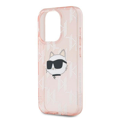 Case for Apple iPhone 15 Pro, Karl Lagerfeld, IML Luxury Monogram Choupette's Head, Pink