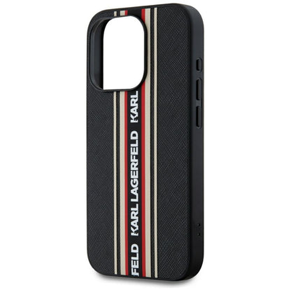 Case for Apple iPhone 15 Pro, Karl Lagerfeld, Saffiano Athleisure Stripes with Strap, Rosie