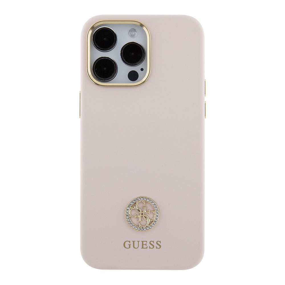 Case for Apple iPhone 15 Pro Max, Guess, 4G Strass Metal Logo, Pink