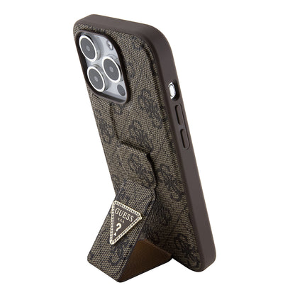 Case for Apple iPhone 15 Pro Max, Guess, Grip Stand 4G Triangle Strass, Brown