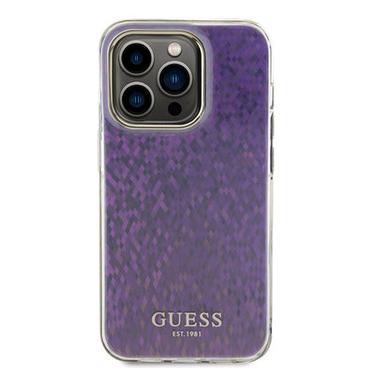 Case for Apple iPhone 15 Pro Max, Guess, IML Faceted Mirror Disco Iridescent, Pink