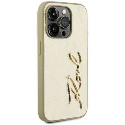Case for Apple iPhone 15 Pro Max, Karl Lagerfeld, Metal Signature, Gold