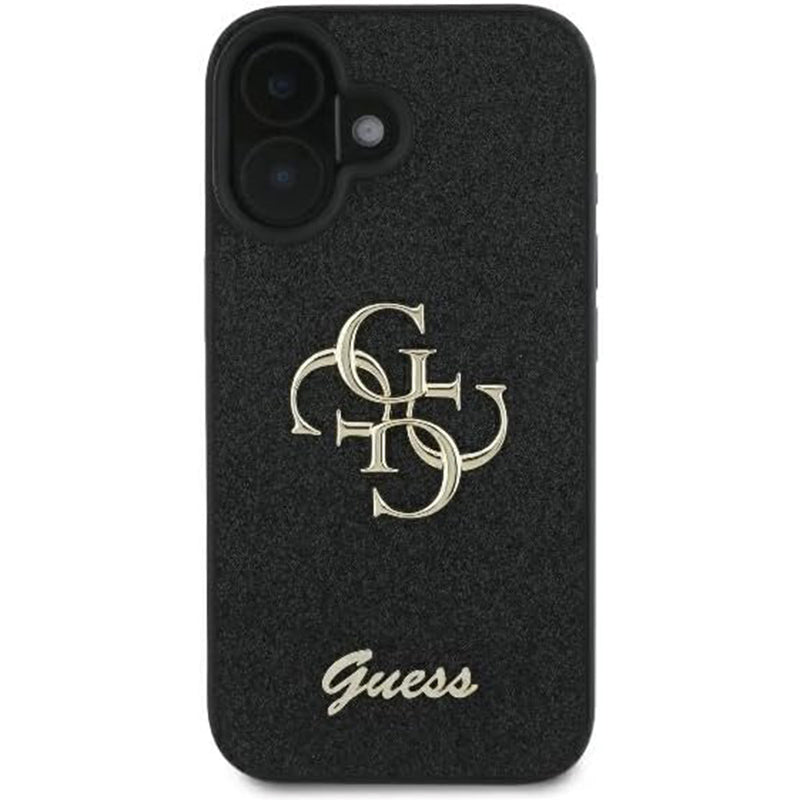 Case for Apple iPhone 16, Guess, Fixed Glitter Big 4G, Black