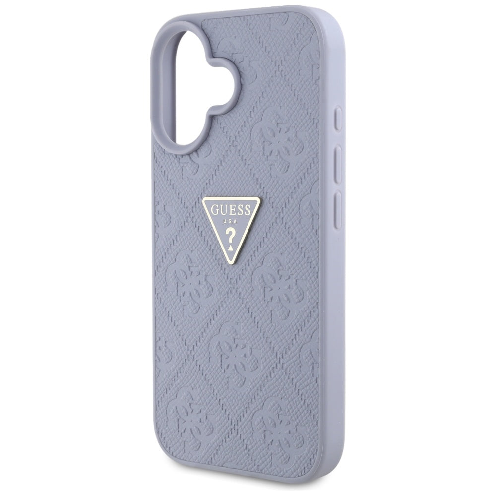 Case for Apple iPhone 16, Guess, Hot Stamp 4G Pattern Triangle Logo, Light Purple