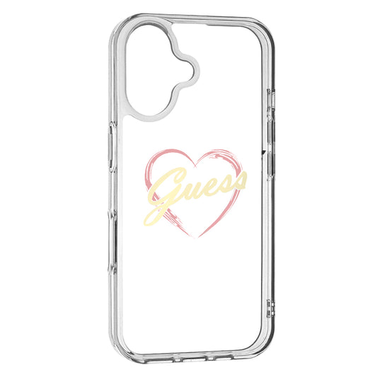 Case for Apple iPhone 16, Guess, IML Heart, Transparent