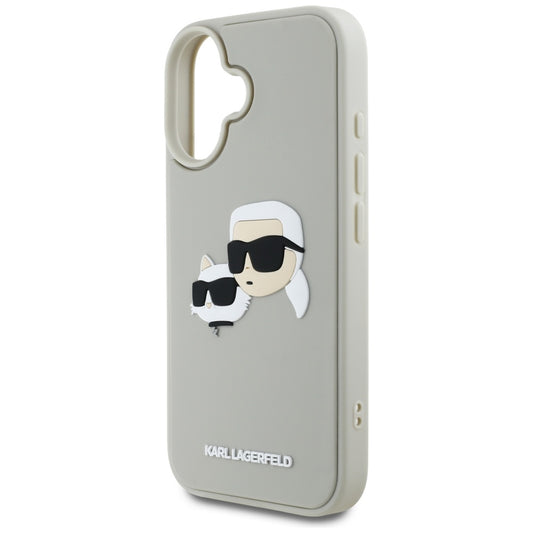 Case for Apple iPhone 16, Karl Lagerfeld, 3D Rubber Karl & Choupette, Beige