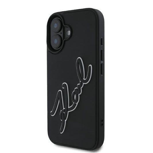 Case for Apple iPhone 16, Karl Lagerfeld, 3D Rubber Signature, Black