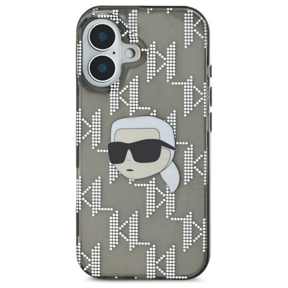 Case for Apple iPhone 16, Karl Lagerfeld, IML Luxury Electroplated Karl's Head, Black