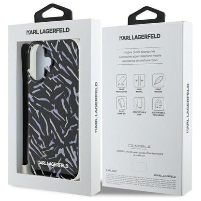 Case for Apple iPhone 16, Karl Lagerfeld, Zebra with Cord Strap, Purple
