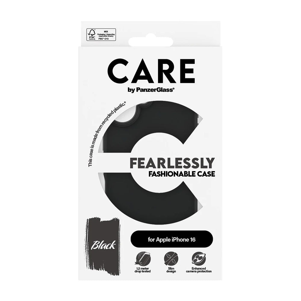 Case for Apple iPhone 16, PanzerGlass, Fashionable Care, Black