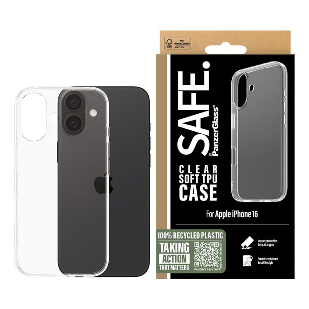 Case for Apple iPhone 16, PanzerGlass, Safe., Transparent
