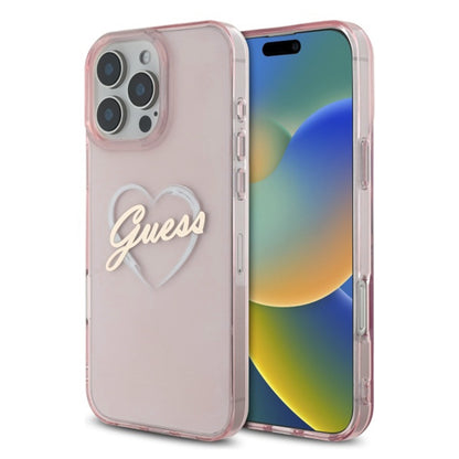 Case for Apple iPhone 16 Pro, Guess, IML Heart, Pink