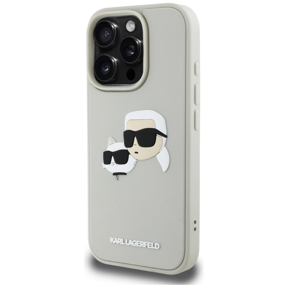 Case for Apple iPhone 16 Pro, Karl Lagerfeld, 3D Rubber Karl & Choupette, Beige