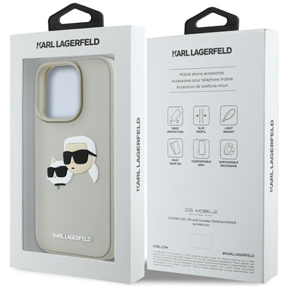Case for Apple iPhone 16 Pro, Karl Lagerfeld, 3D Rubber Karl & Choupette, Beige