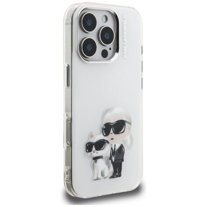 Case for Apple iPhone 16 Pro, Karl Lagerfeld, IML Aquarelle Logo Karl & Choupette, White