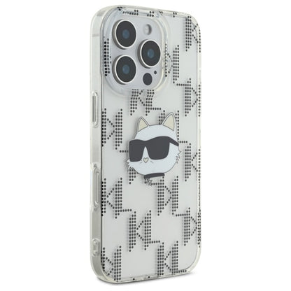 Case for Apple iPhone 16 Pro, Karl Lagerfeld, IML Luxury Electroplated Choupette's Head, Transparent