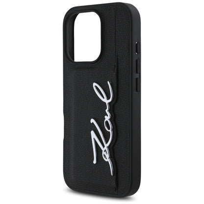 Case for Apple iPhone 16 Pro, Karl Lagerfeld, Metal Signature, Black