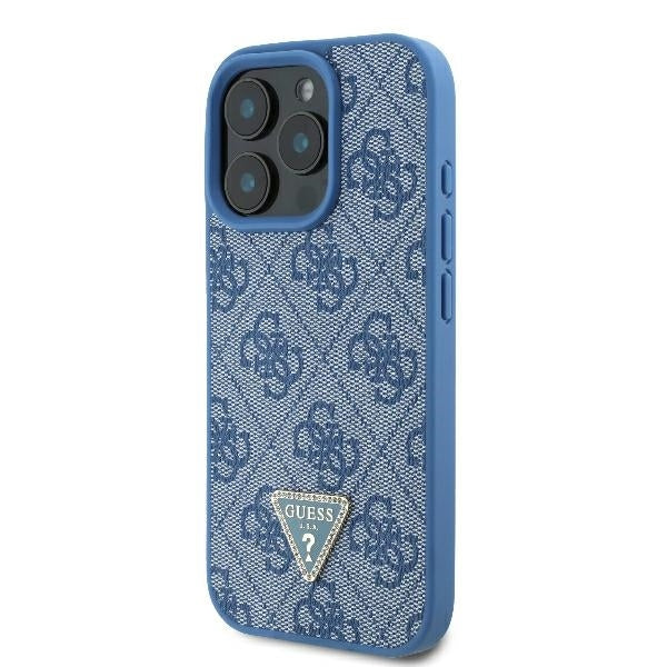 Case for Apple iPhone 16 Pro Max, Guess, Crossbody 4G Triangle Strass, Blue