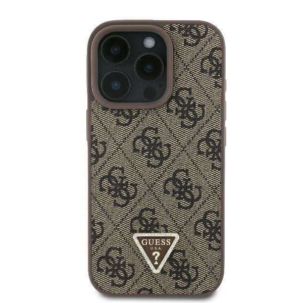 Case for Apple iPhone 16 Pro Max, Guess, Crossbody 4G Triangle Strass, Brown