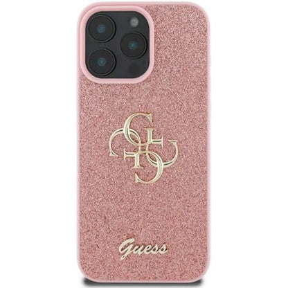 Case for Apple iPhone 16 Pro Max, Guess, Fixed Glitter Big 4G, Pink