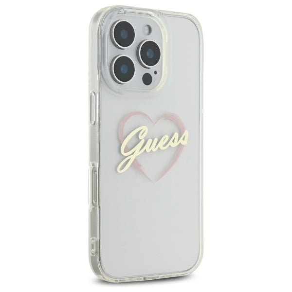 Case for Apple iPhone 16 Pro Max, Guess, IML Heart, Transparent