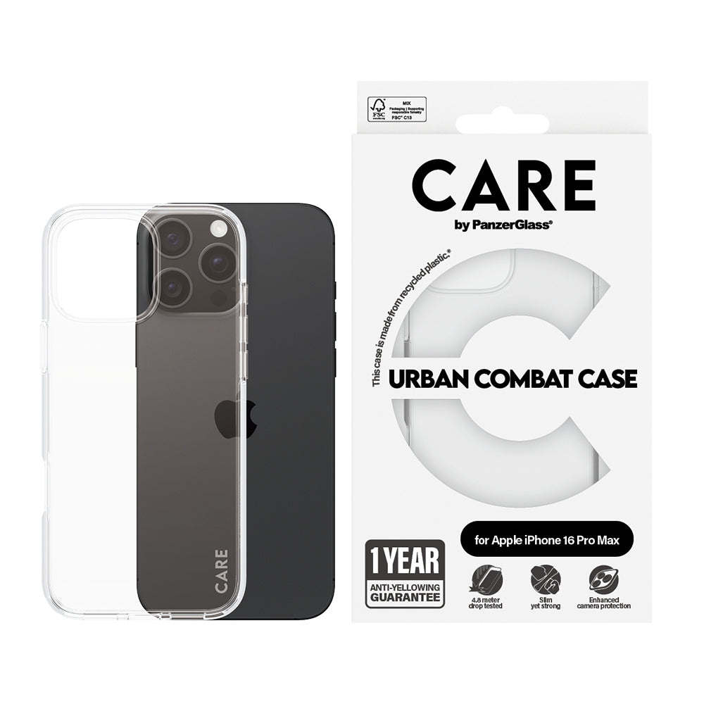 Case for Apple iPhone 16 Pro Max, PanzerGlass, Urban Combat Care, Transparent
