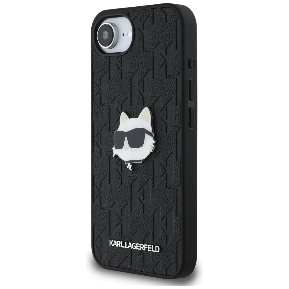 Case for Apple iPhone 16e, Karl Lagerfeld, Monogram Choupette's Head, Black