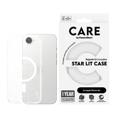 Case for Apple iPhone 16e, PanzerGlass, Urban Combat Star Lit Care, White Transparent