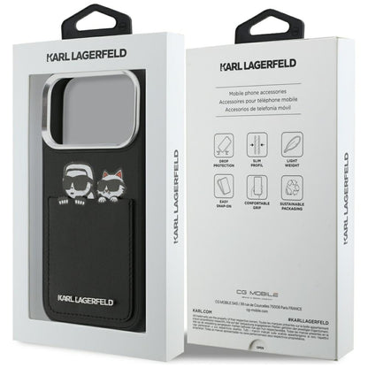 Case for Apple iPhone 17 Pro Max, Karl Lagerfeld, Karl & Choupette Print with Pocket, Black