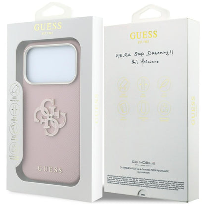 Case for Apple iPhone 18 Pro / 17 Pro, Guess, Grained Big Resin Logo, Pink