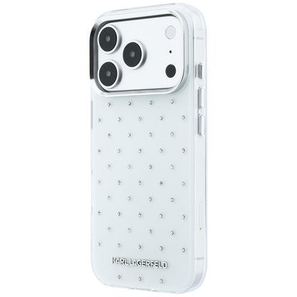 Case for Apple iPhone 18 Pro / 17 Pro, Karl Lagerfeld, IML Rhinestones and Electroplated Logo, White