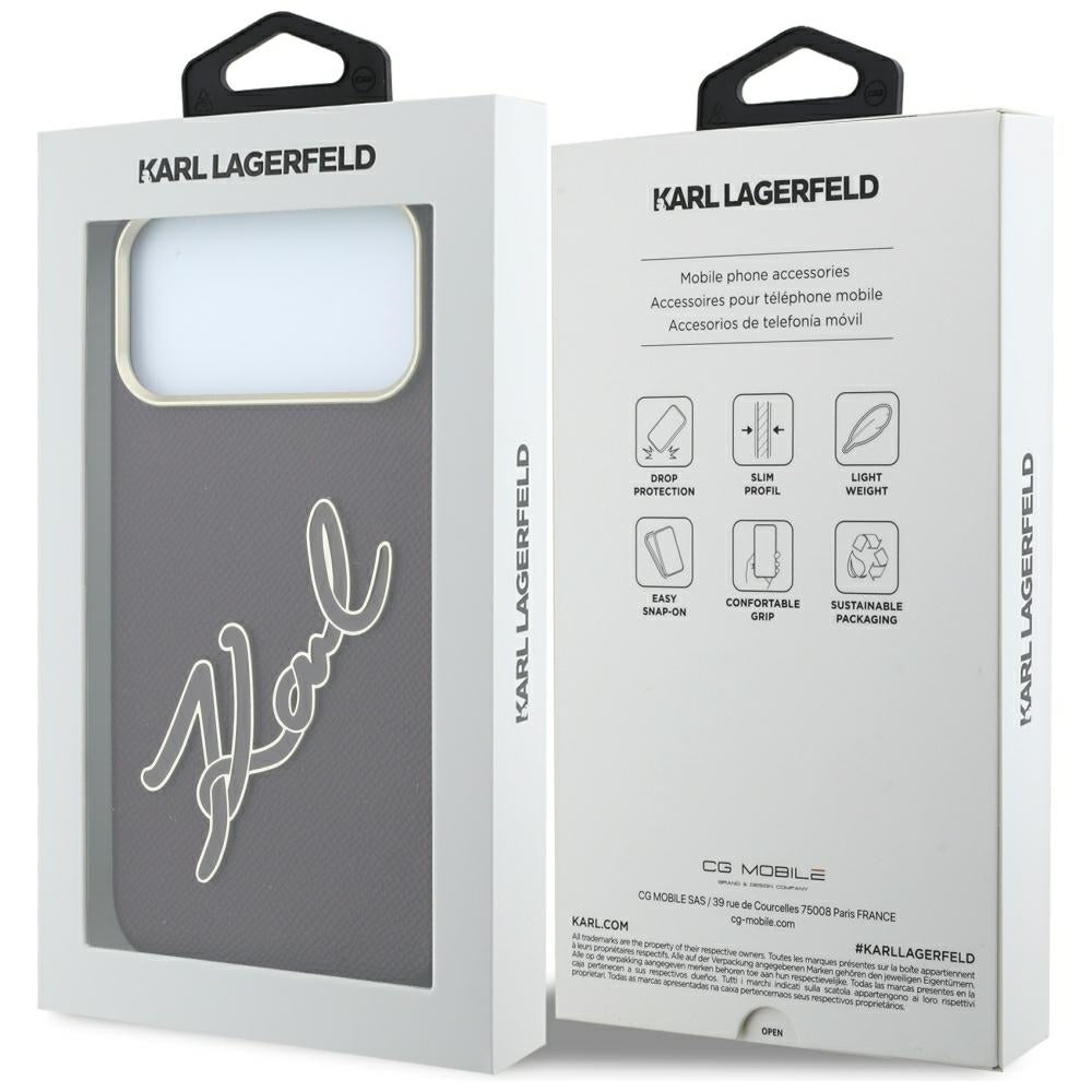 Case for Apple iPhone 18 Pro / 17 Pro, Karl Lagerfeld, Smooth Big Resin Signature Logo, Burgundy