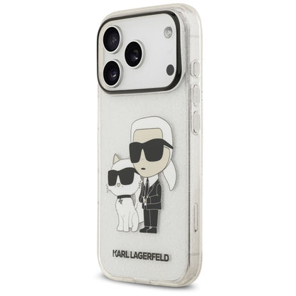 Case for Apple iPhone 18 Pro Max / 17 Pro Max, Karl Lagerfeld, IML Glitter Karl and Choupette NFT, Transparent
