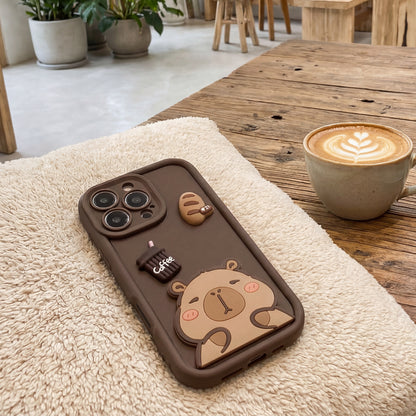 Case for Apple iPhone 12, OEM, Ultra Trendy 3D Capybara, Brown