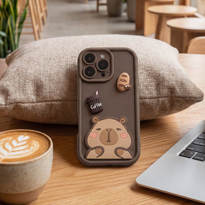 Case for Apple iPhone 15 Pro, OEM, Ultra Trendy 3D Capybara, Brown